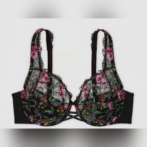 Rare! Very Sexy The Fabulous Victoria's Secret Full Cup Embroidered Bra Unlined - Picture 1 of 6